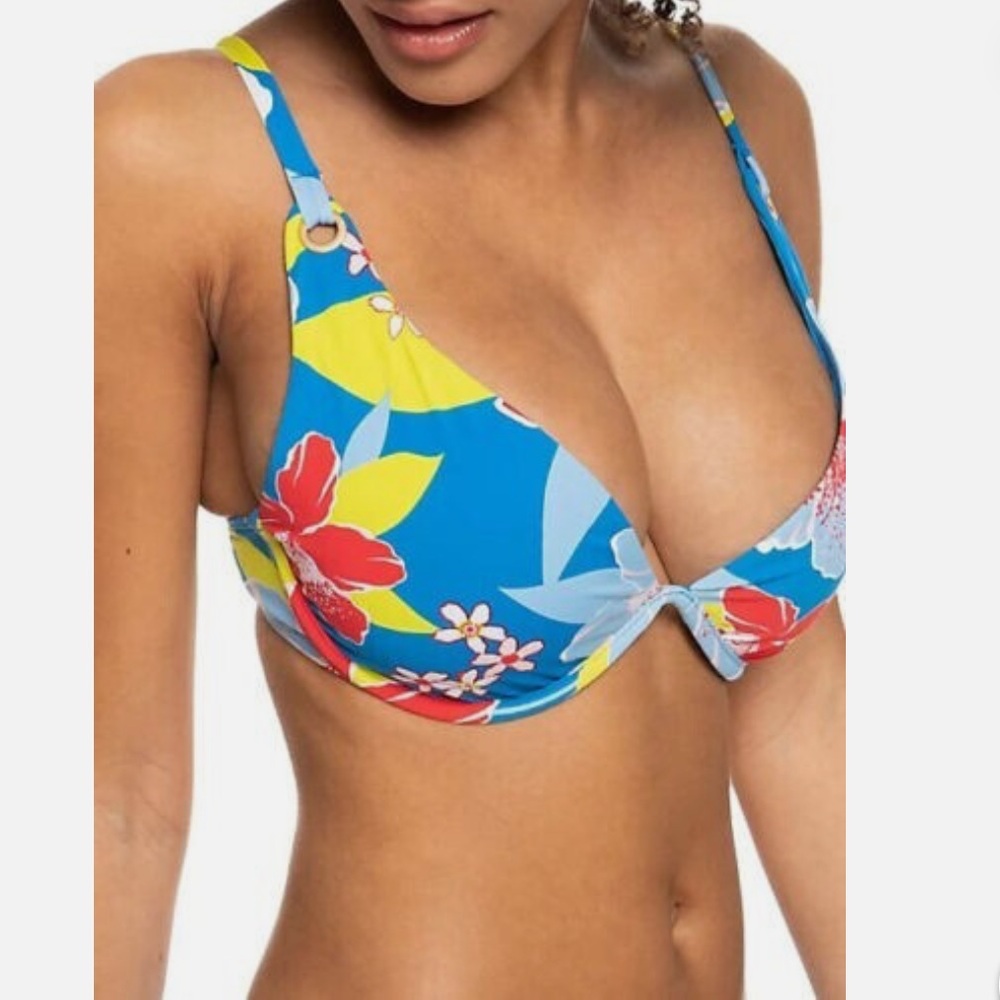 ROXY She Just Shines Underwire D Cup Bikini Bra Top NWT